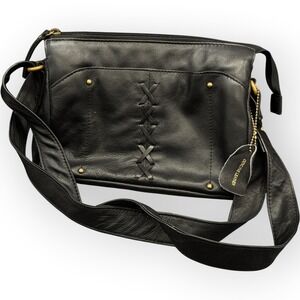 Great American Leather Works Black Leather Adjustable Crossbody‎ Bag Whipstitch